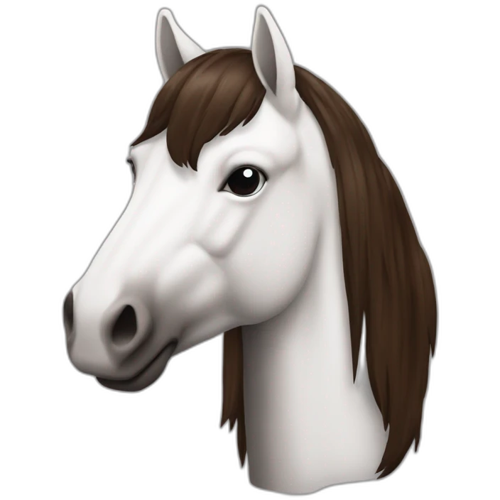 Cheval marron foncé avec des crins noir et la queue blanche emoji