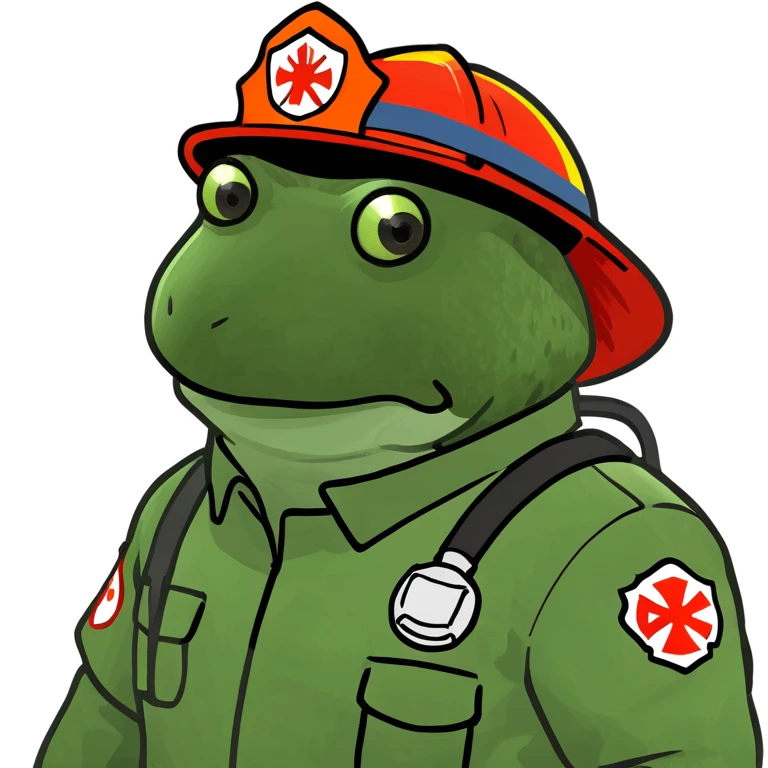 bufo in a fir fighter suit emoji