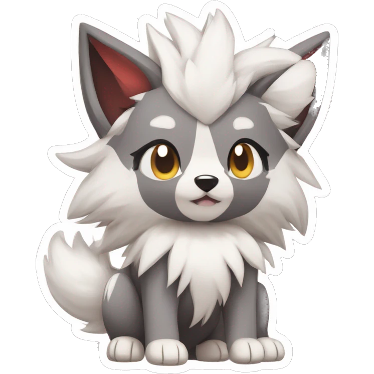 Kawaii Chibi Poochyena-Lycanroc-Pokémon Full Body emoji