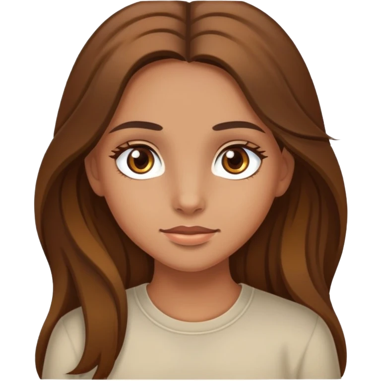 fair medium tan skin girl with hazel eyes and brown long hair emoji