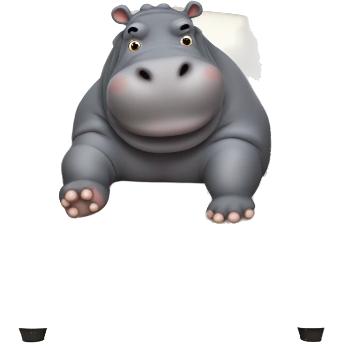 fat hippo as soccer player lying on the sofa emoji
