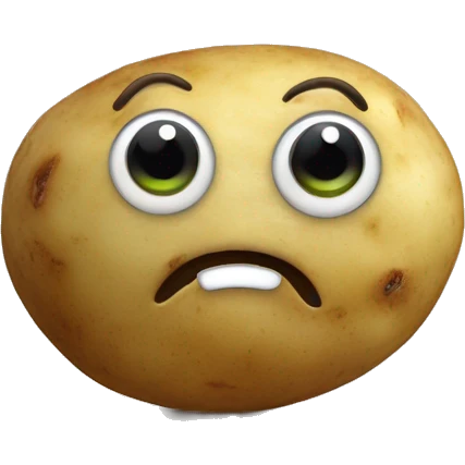 a potato with a face, one eye is slid down emoji