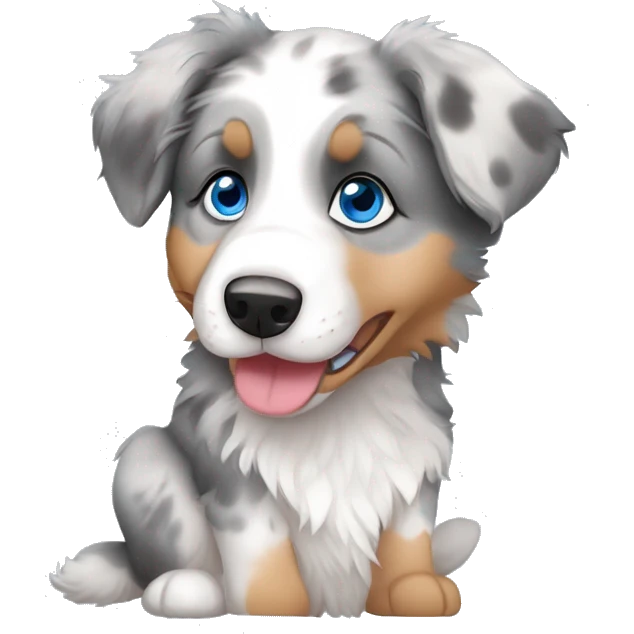 merle australian shepherd puppy with blue eyes emoji