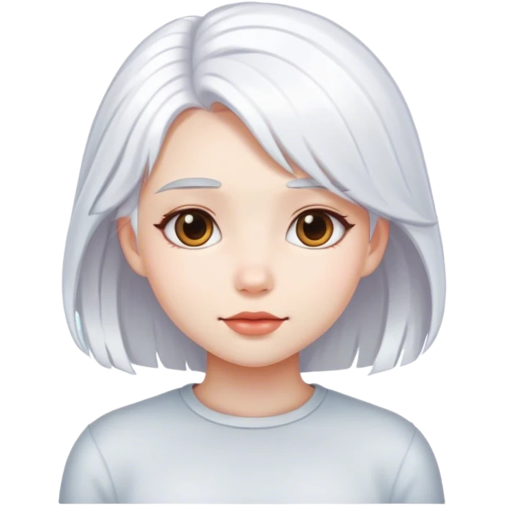 A cute girl wHo have a white hair emoji