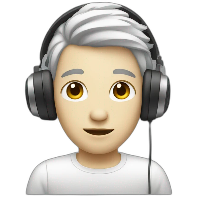 small hair white skin tone person listening to music  emoji