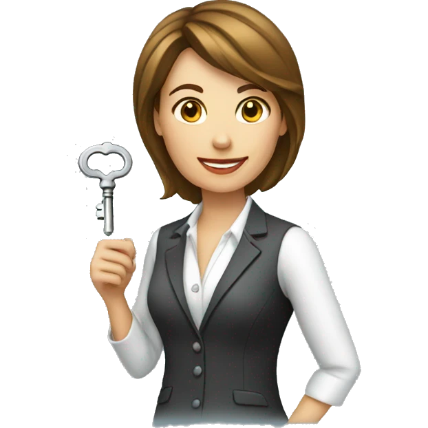 female realtor holding a small key emoji