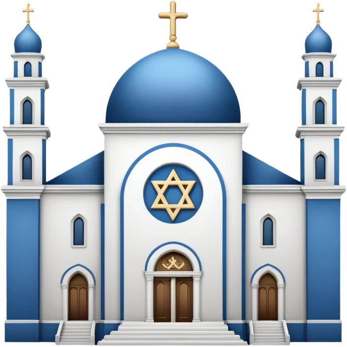 reform jewish synagogue similar in architecture to historical churches in milano (pretty and magnificent), white in color, in ios emoji style emoji