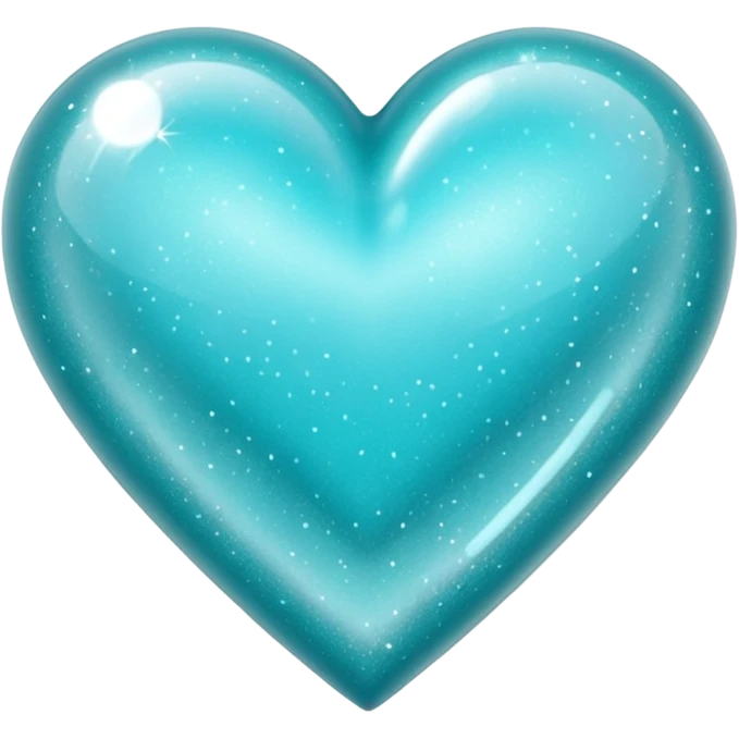 semi transparent gllitery turquoise heart emoji