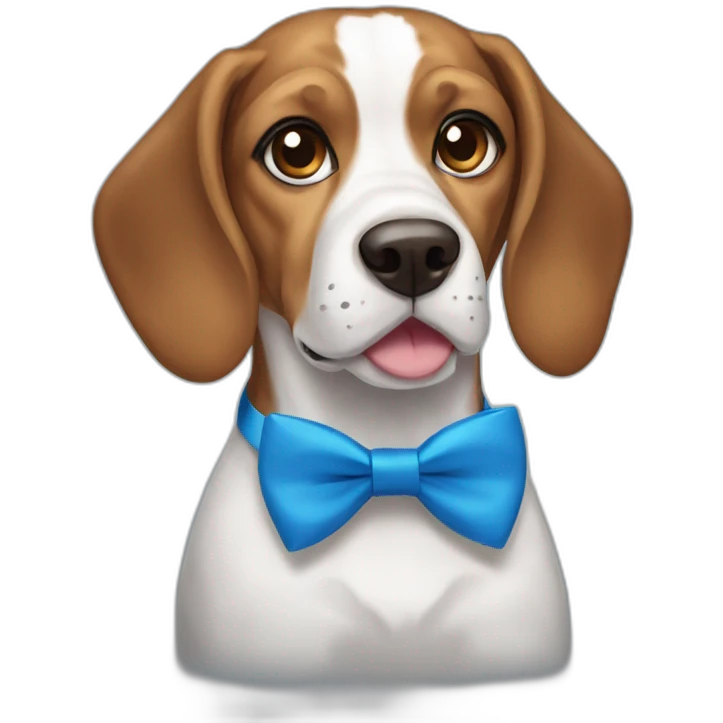 Brown and white Beagle dog with blue bowtie emoji