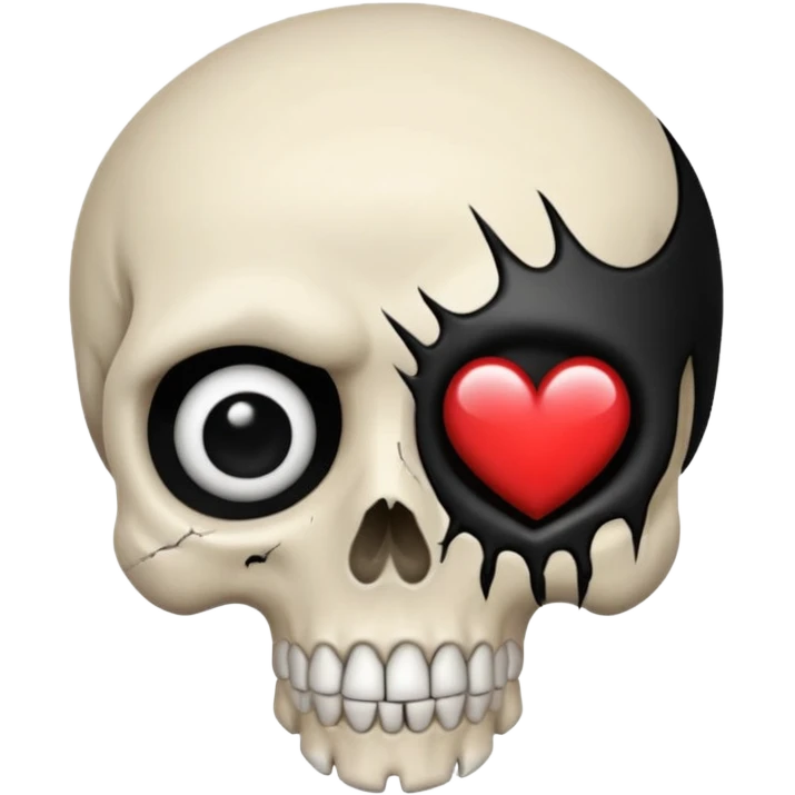 emo skull with a heart eye emoji