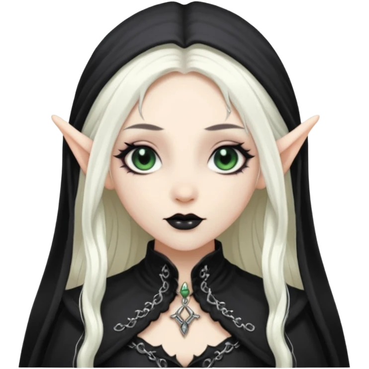 white long hair elf with goth cloth emoji