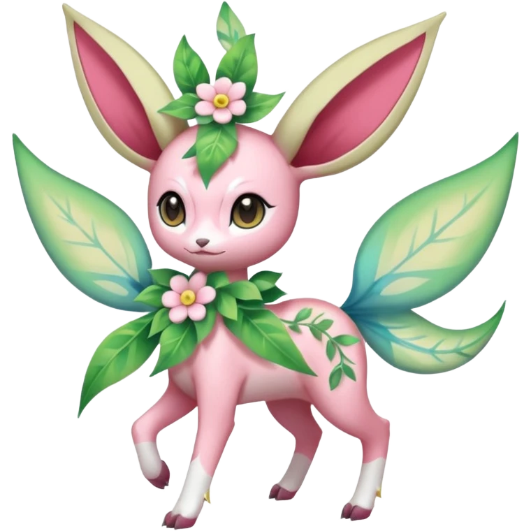 Rosy floral romantic cute Ivy-Sylveon-Celebi-Leafeon-Pokémon-Digimon-Fakémon-hybrid-fusion-creature emoji