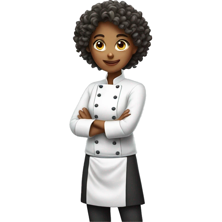 Chef girl with curly hair emoji