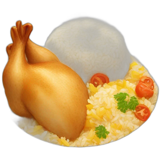 chicken and rice in a plate emoji