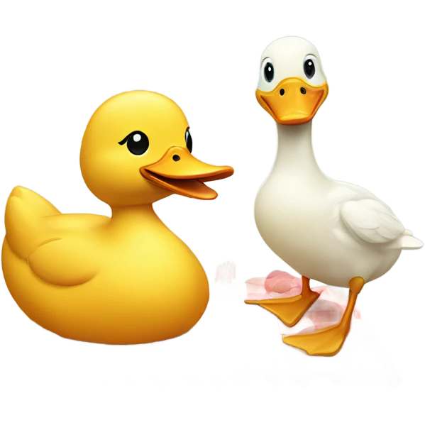A duck having a picnic with an other duck emoji