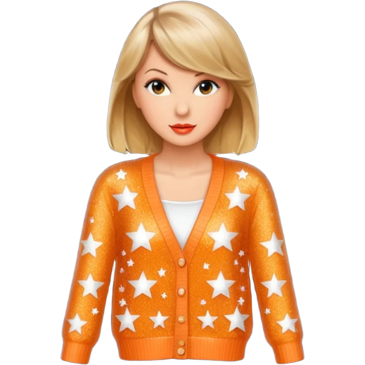 Orange glitter taylor swift cardigan with stars emoji