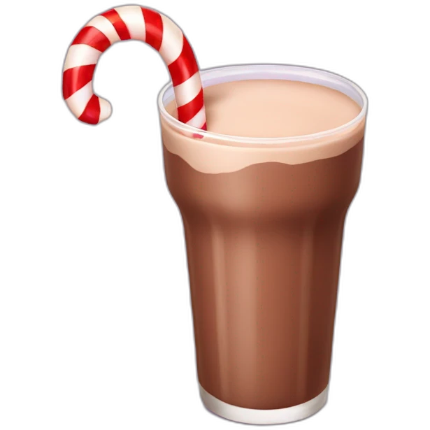 chocolate milk with a candy cane in it emoji
