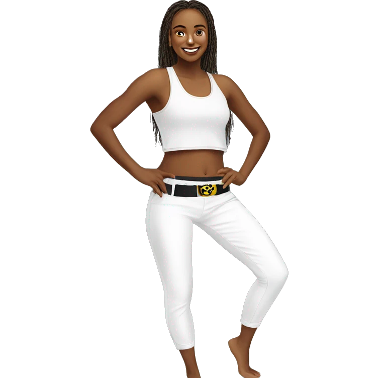 capoeira girl tank top belt white pants emoji