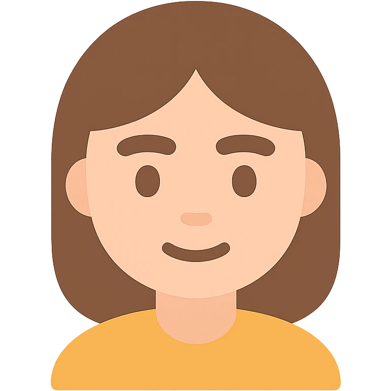 girl with brown hair and thick eyebrows, color icon emoji
