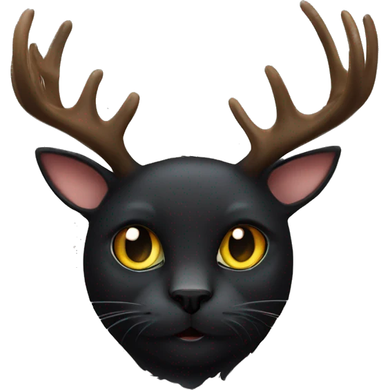 all black cat with moose antlers emoji