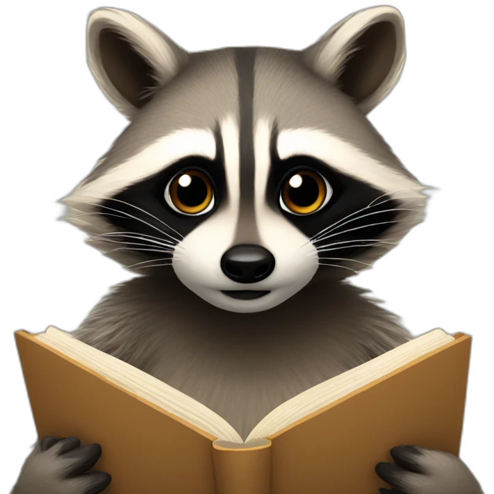 A raccoon reads emoji