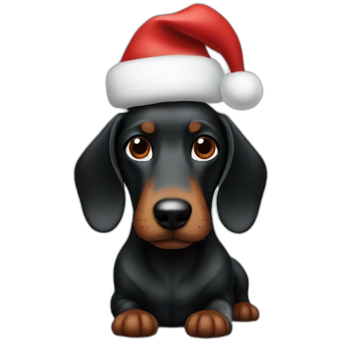 black wiener with a christmas hat emoji