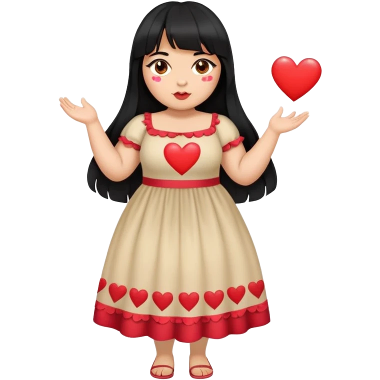 Latina girl with bangs black long hair plus size dress with hearts on eyes emoji