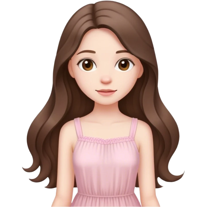 beautiful pale brunette girl with long hair in a light pink summer dress emoji