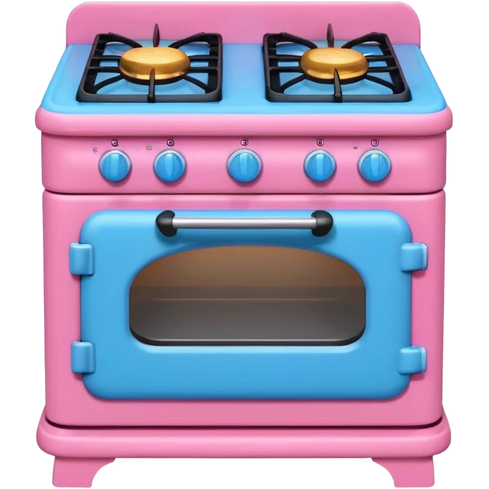 Cute toy stove, single burner only, front view.
BabyBus-style 2.5D soft shading, bright pastel colors (pink & blue).
Rounded chunky toy shape, simple details.
Even studio lighting, NO harsh light, NO realism, NO textures.
Smooth matte surface, no outlines, no strokes.
Clean background. emoji