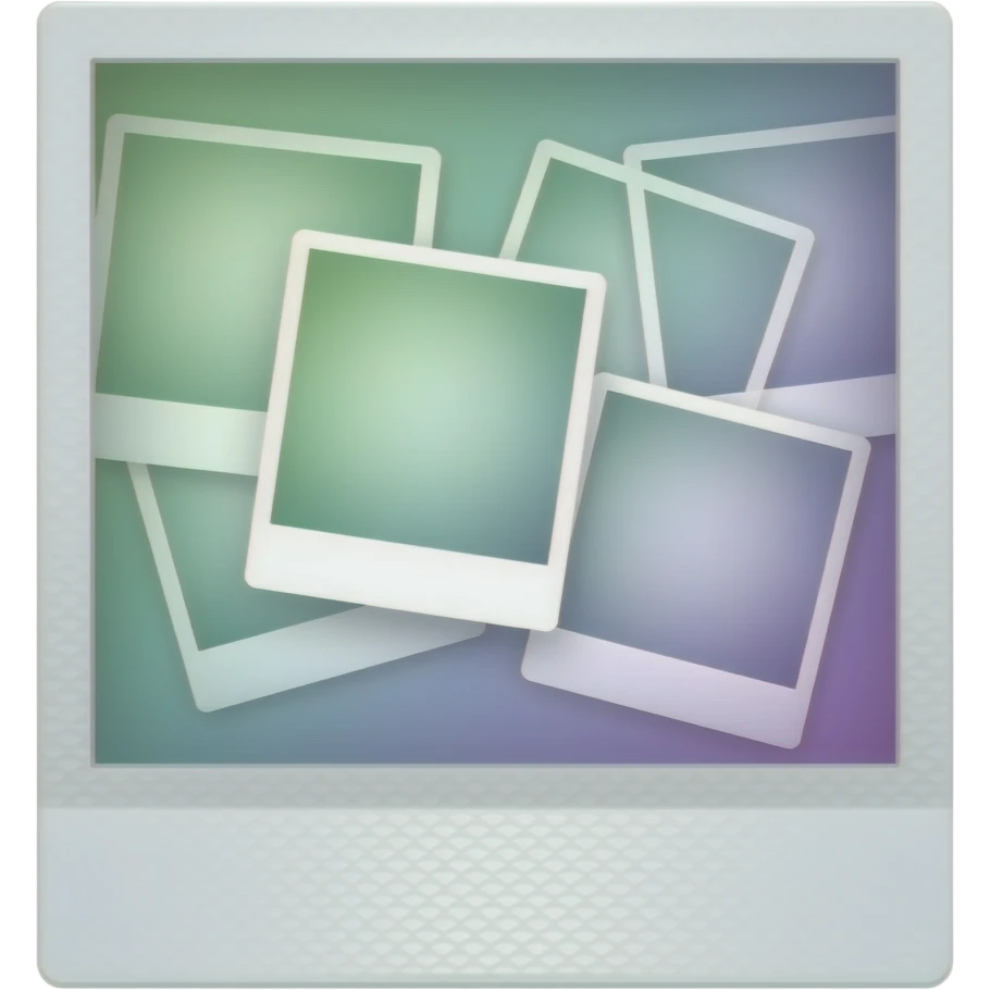 green purple  Polaroid photos strip vertical soft paster colour emoji