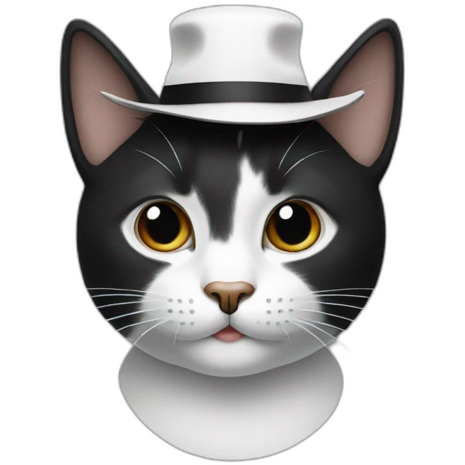 a cat with a white and black hat emoji