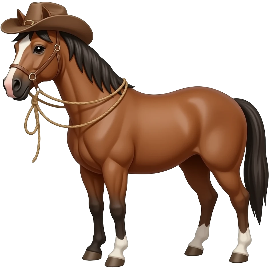 Horse, cowboy hat, and lasso emoji