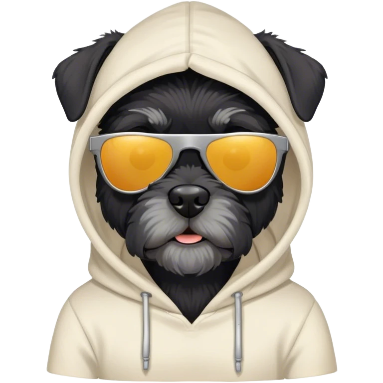 Black schnauzer wearing sunglasses and a hoodie  emoji