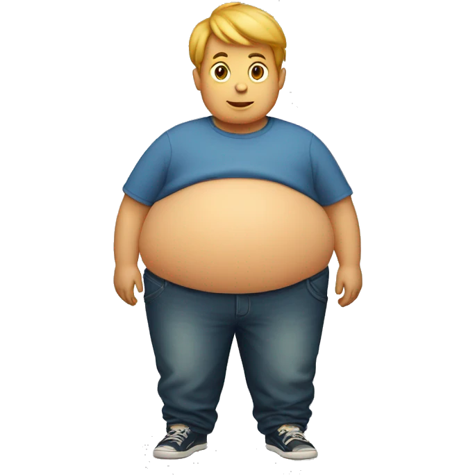 boy with a giant inflated belly emoji