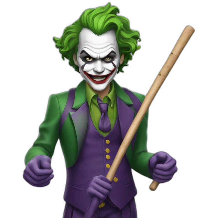 The joker holds a stick emoji