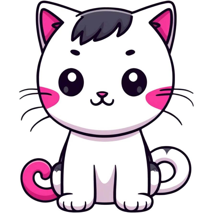 emo kitty, heartbroken, black and pink accents emoji