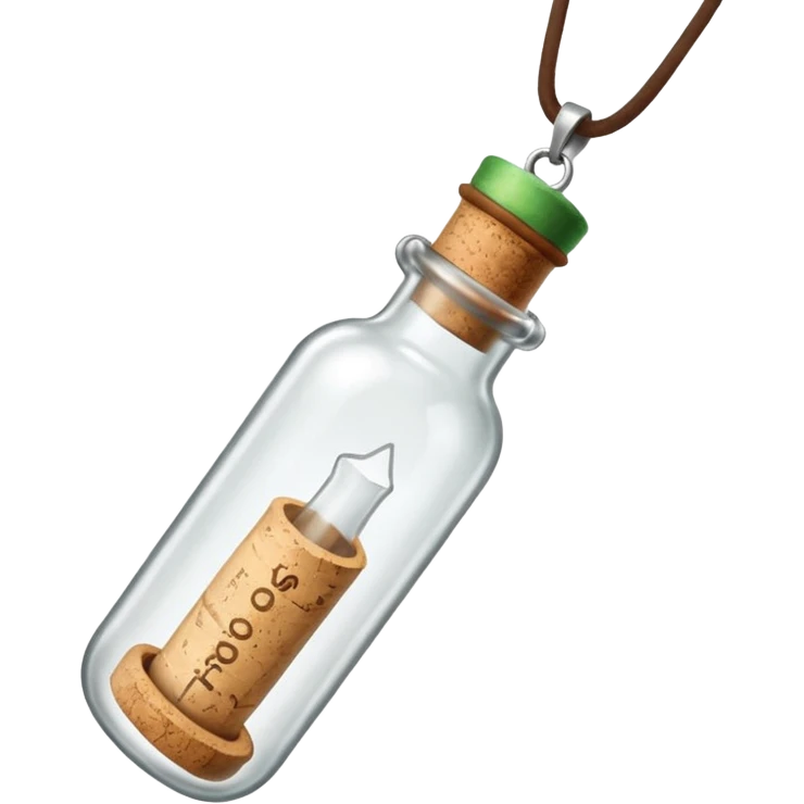 A Message Bottle, necklace inside emoji