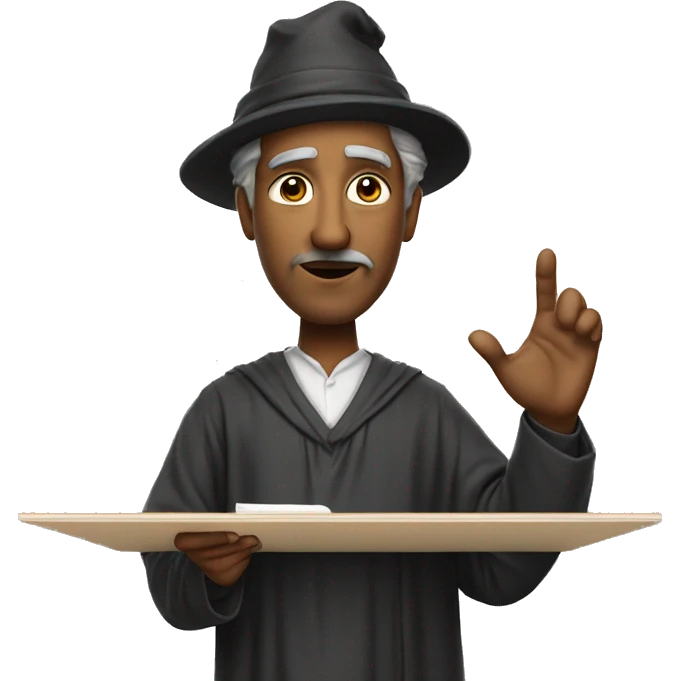 a wise man offer something on his his whiteboard emoji