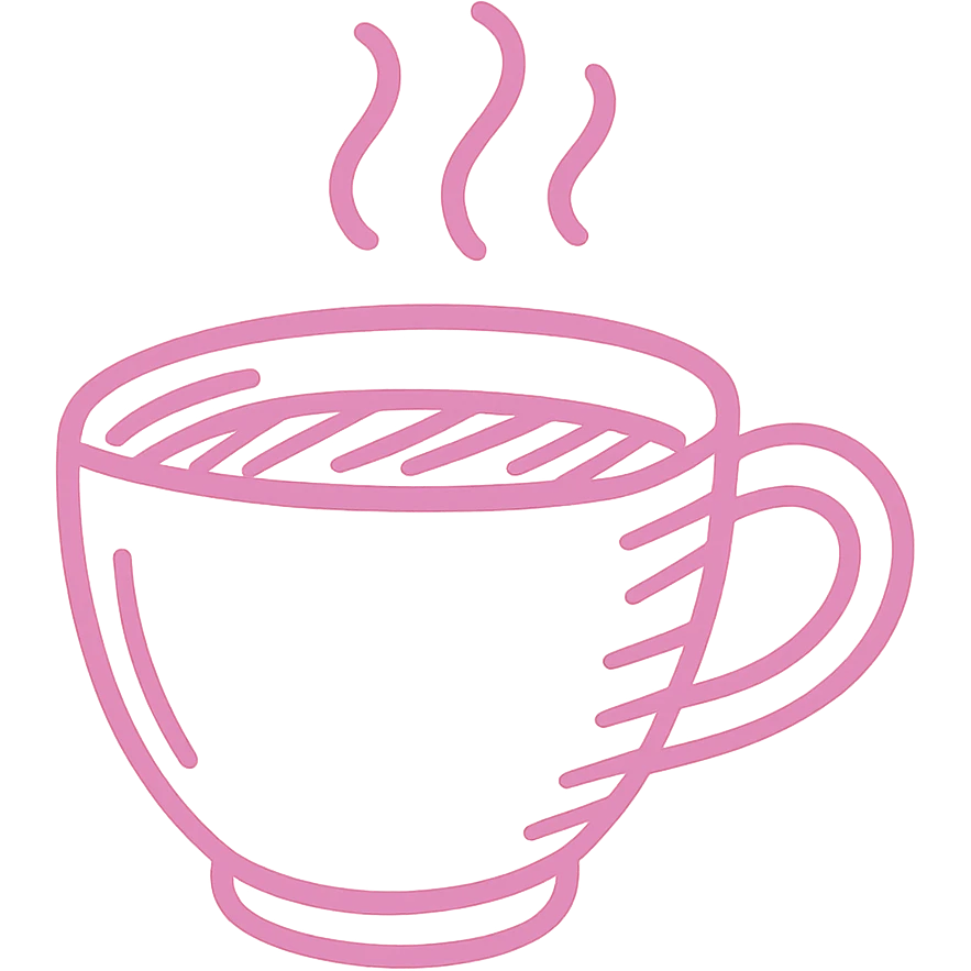Convert the image to a hand drawn style with pink lines, no background. emoji