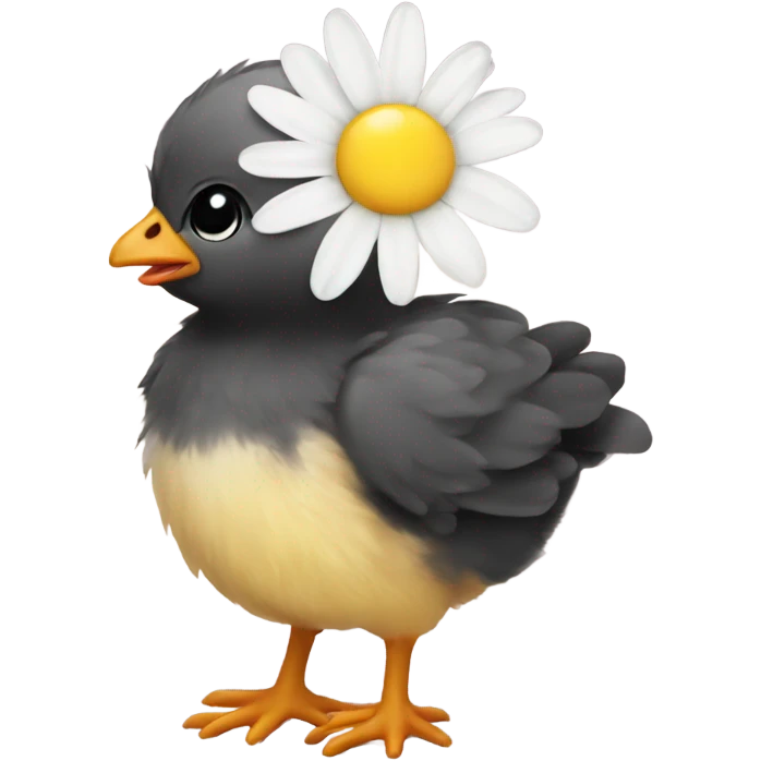 Baby chick holding a daisy emoji