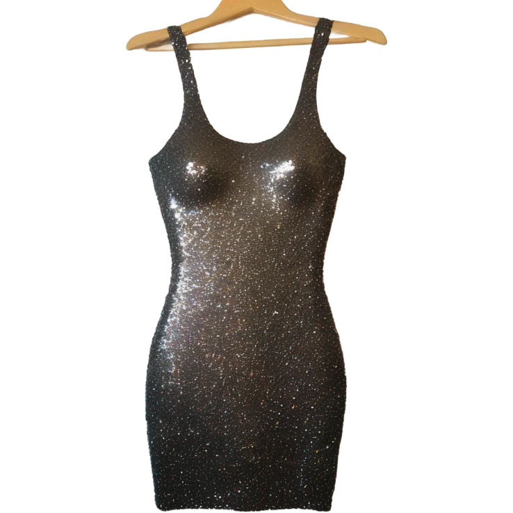 sparkly short bodycon dress on hanger emoji