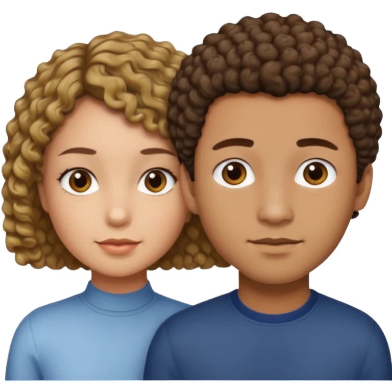 A girl with short curly hair and brown light skin next to guy with brown light skin with a edgar haircut emoji