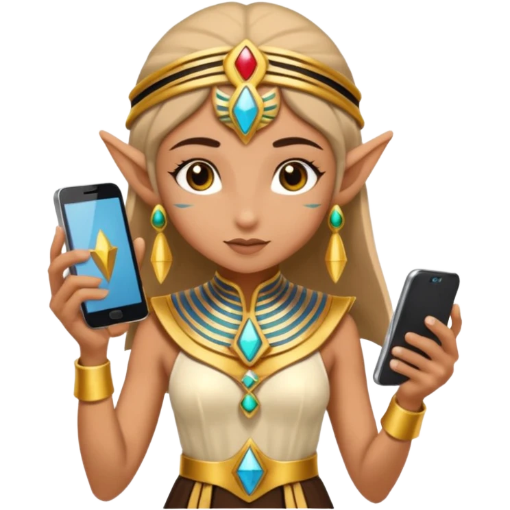 elf with egypt custome dress and smartphone emoji