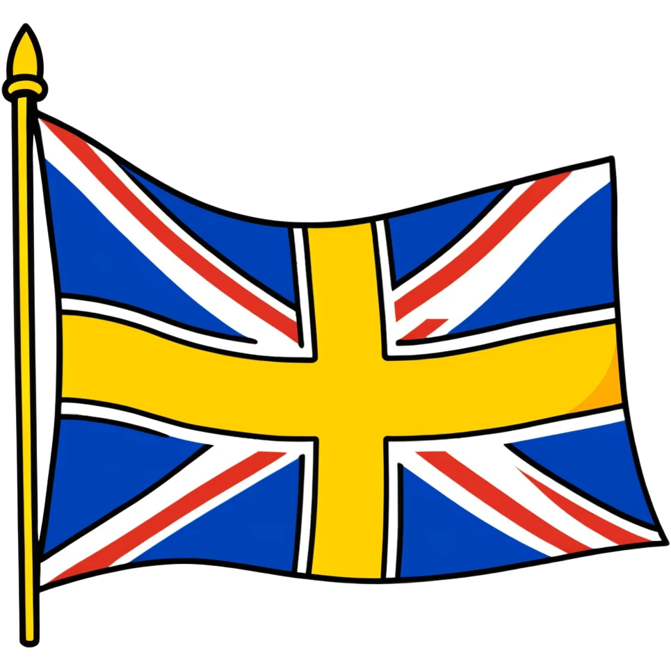 flag with yellow background, British Union Jack in the top left corner, small yellow stars on the Union Jack emoji