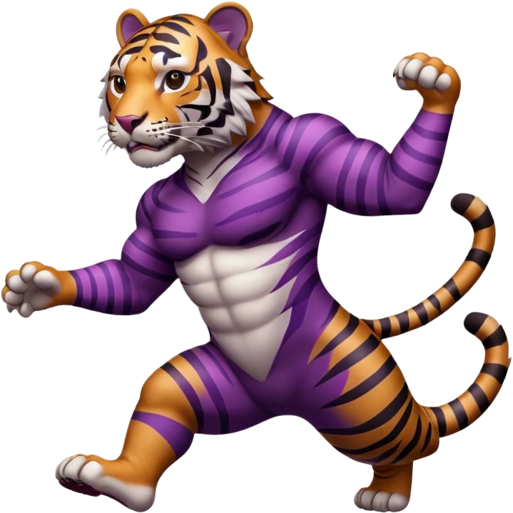 purple with burgundy stripes jumping tiger emoji