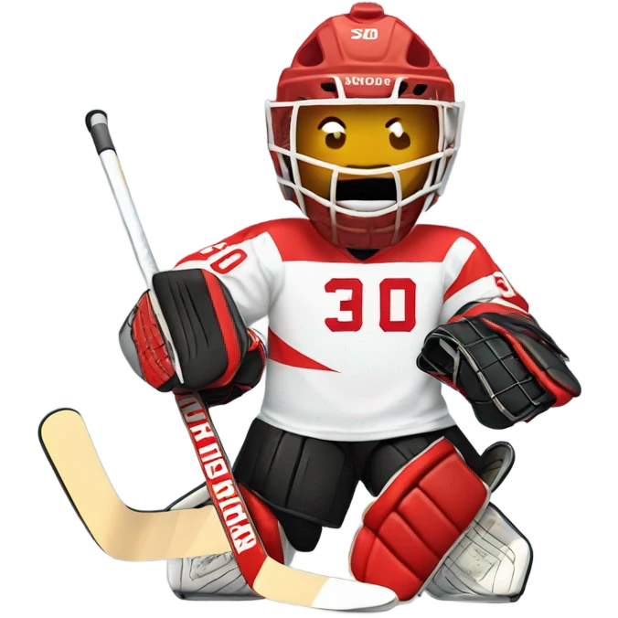 Hockey goalie with number 30 on his jersey emoji