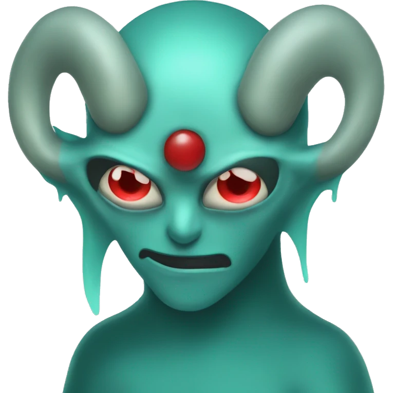 teal ghost with teal horns and red eyes emoji
