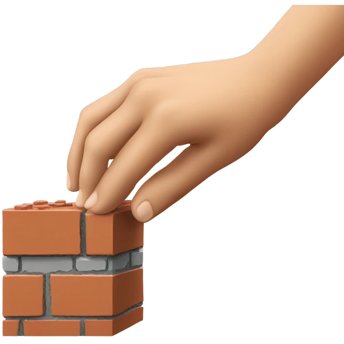 A hand laying down a brick  emoji