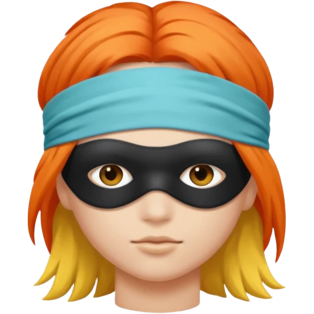 Blindfold person with different colors of hair. No trusting games with people blindfolded behind steering wheel emoji