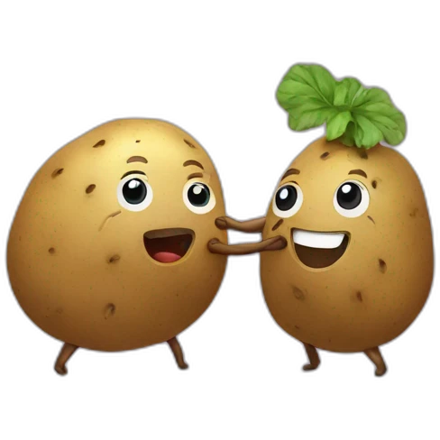 Potato and brinjal playing tug of war emoji